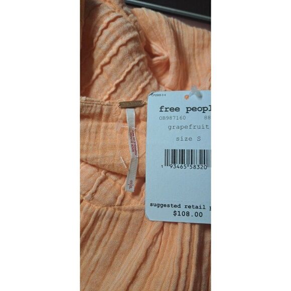 Free People‎ Tunic Top Orange Mystery Land Shirt Coral Size Small - Picture 10 of 11